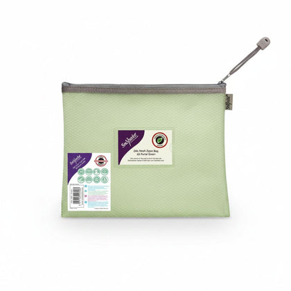 Envelop Mesh Bag With Zipper  A5 Pastel Green