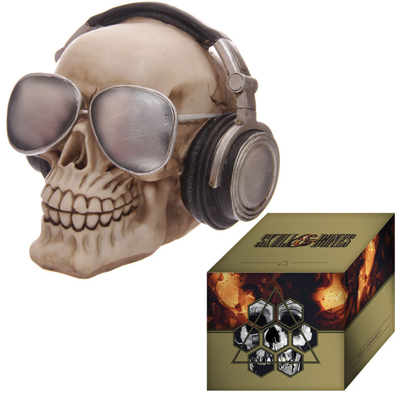 Skull Money Box With Headphones And Sun Glasses