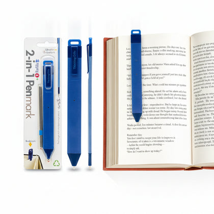 Premium Pen With Book Clip And Refills Blue Themed