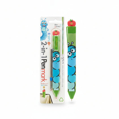 Premium Pen With Book Clip And Refills Bookworm Themed