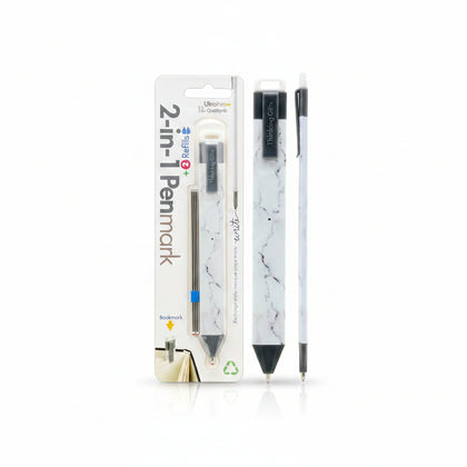 Premium Pen With Book Clip And Refills Marble Themed