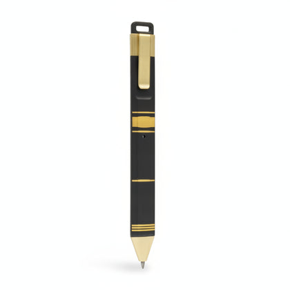 Premium Pen With Book Clip And Refills Black & Gold Themed