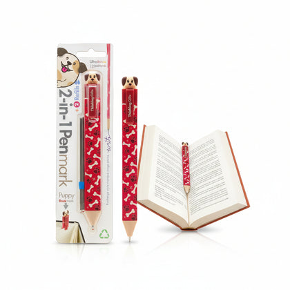 Premium Pen With Book Clip And Refills Puppy Themed