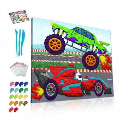Clay Paint Art Race Cars 40 X 30Cm