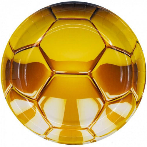 8 PAPER PLATES FOOTBALL GOLD