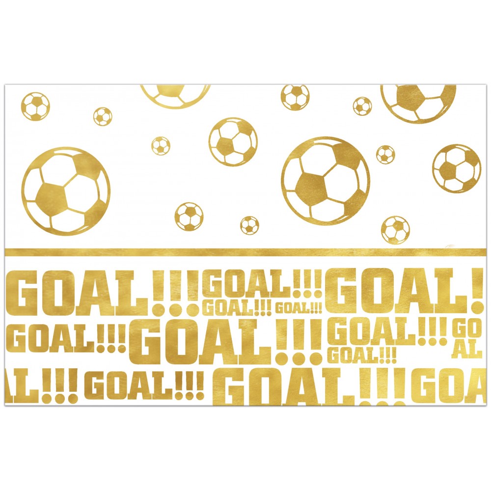 1 PLASTIC TABLECOVER FOOTBALL GOLD