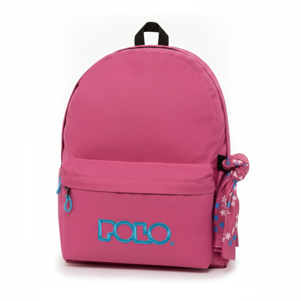 Polo School Bag Double Scarf Fush./Cyan