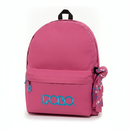 Polo School Bag Double Scarf Fush./Cyan