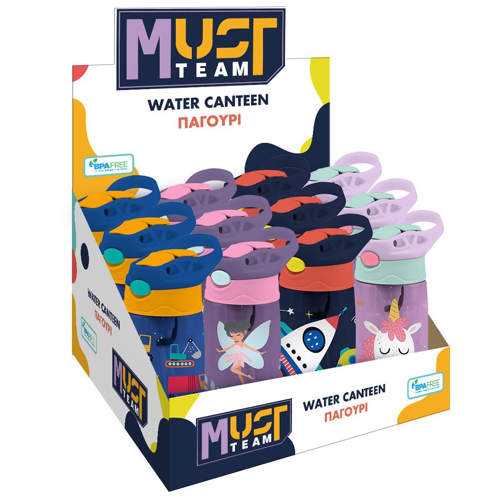 Plastic Water Bottle Pctg 500Ml With Straw Unicorn