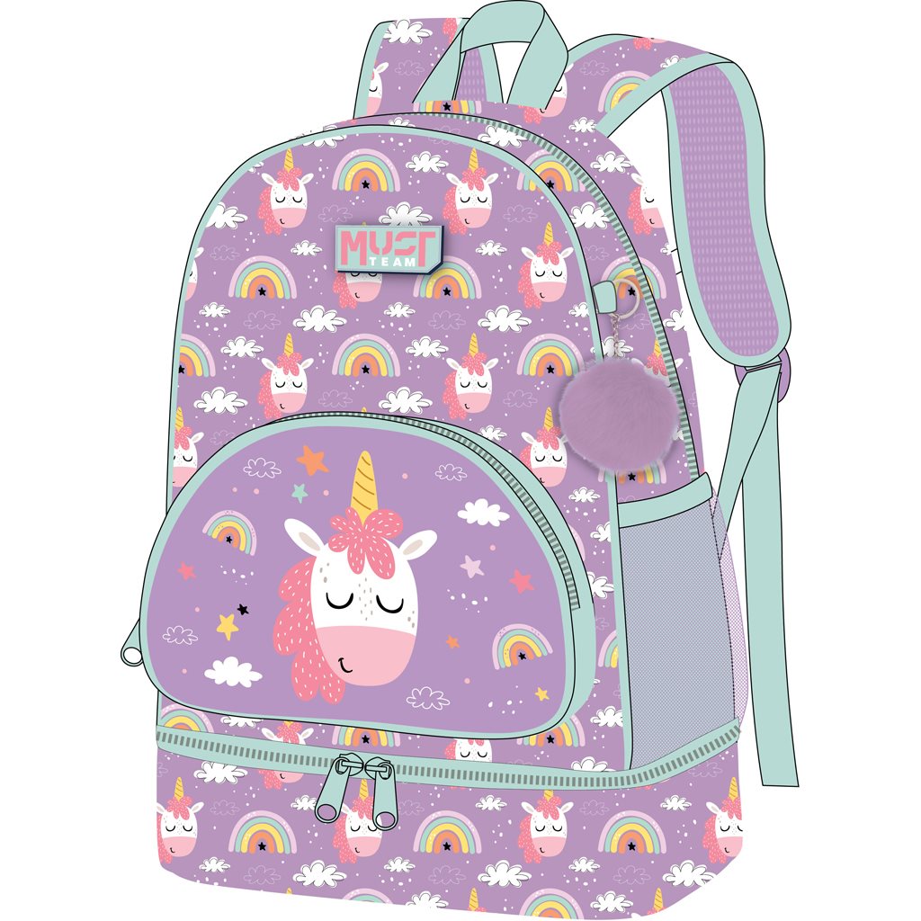 Backpack 25X14X36Cm With Isothermal Lunch Case Unicorn