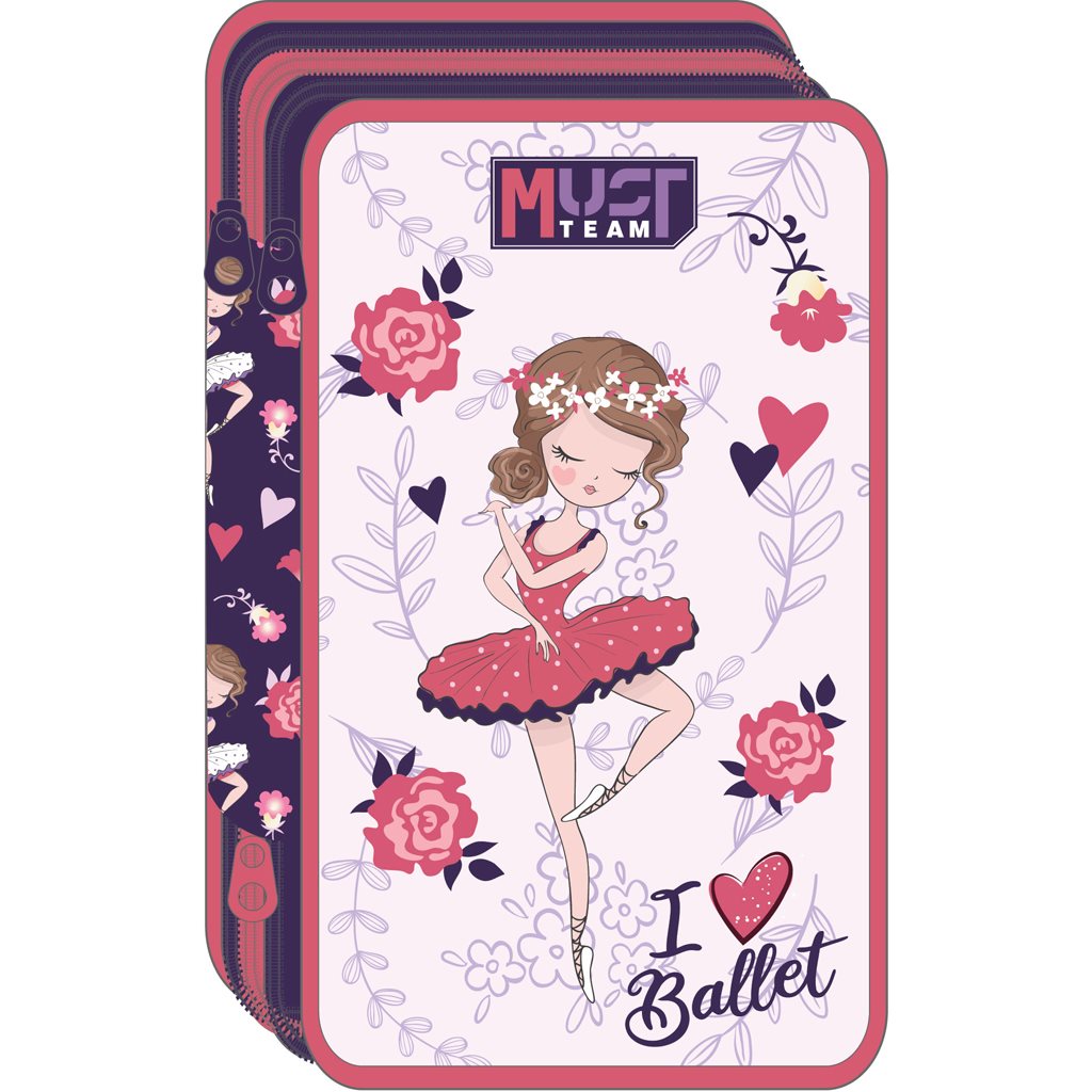 School Pencil Case Double Filled I Love Ballet