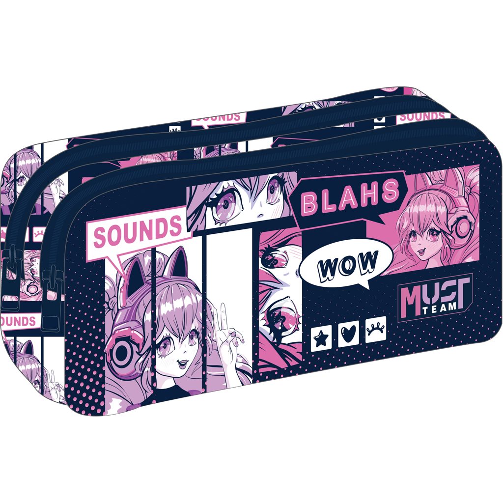 Pencil Case Energy 21X6X9 2Zippers Anime Girl
