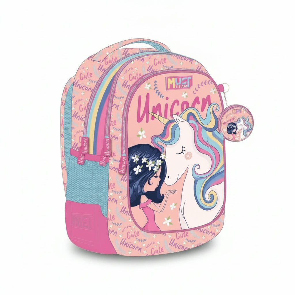Must Team 17' Backpack 3 Cases Girl And Unicorn