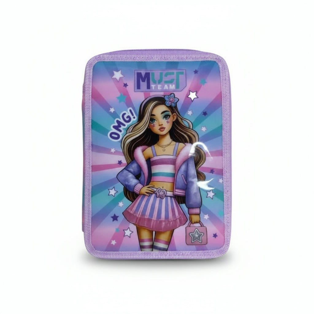 Must Team Double Decker Filled Pencil Case Fashion Girl