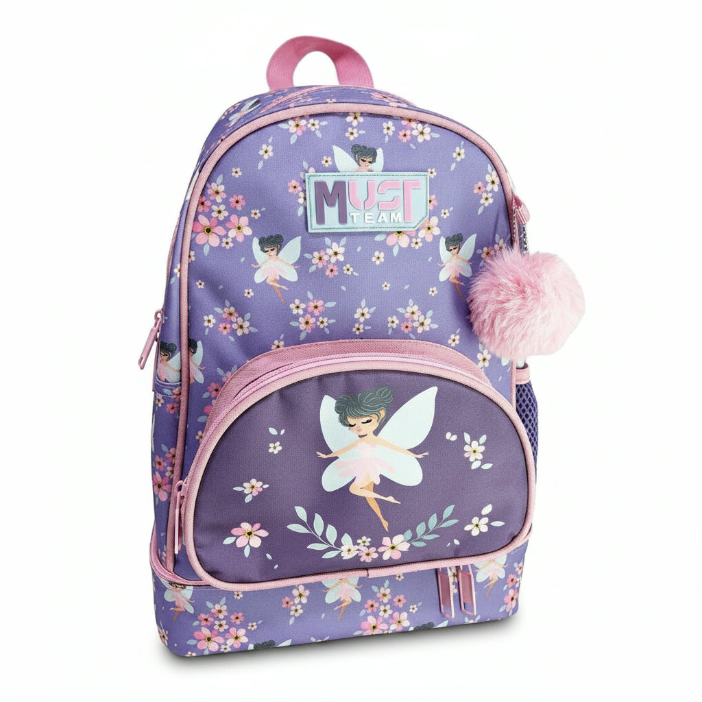 Must Team 14.5' Backpack With Isothermal Lunch Case Girl Is A Fairytale