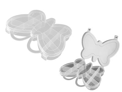 Plastic Storage Box 13 Holes 18*15*2.6Cm Butterfly Transparent White