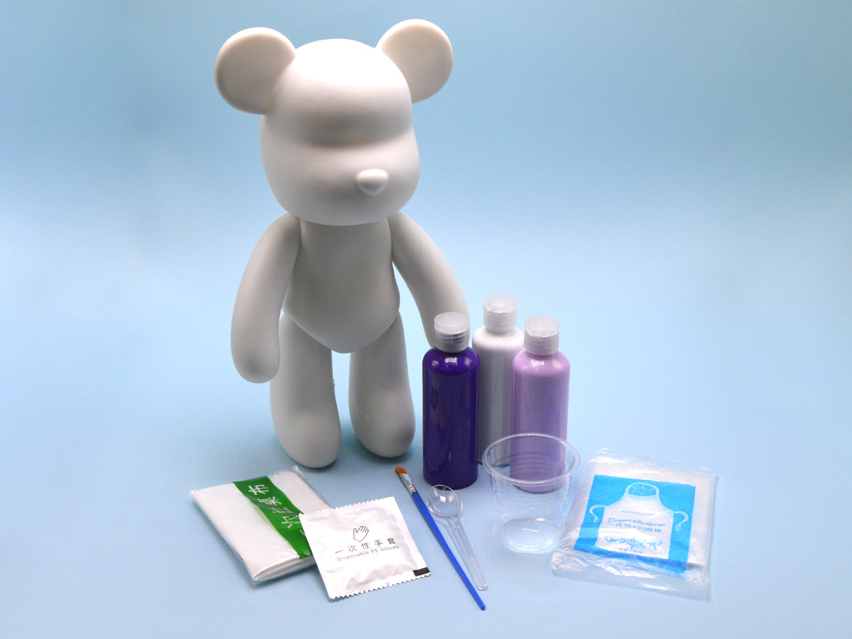 Plastic Bear 32Cm With Acrylic Coloring Set 100Ml 3 Colors +Brush+Spoon+Cup+Apron+Gloves+Cover