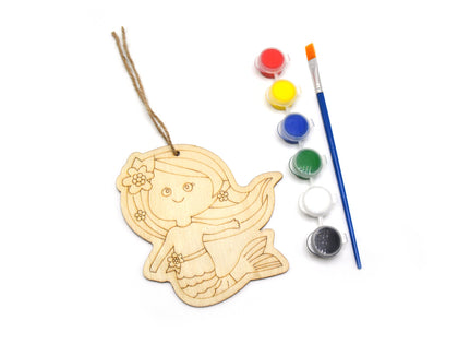 Mini Plywood Shapes W 6 Acrylic + 1 Brush