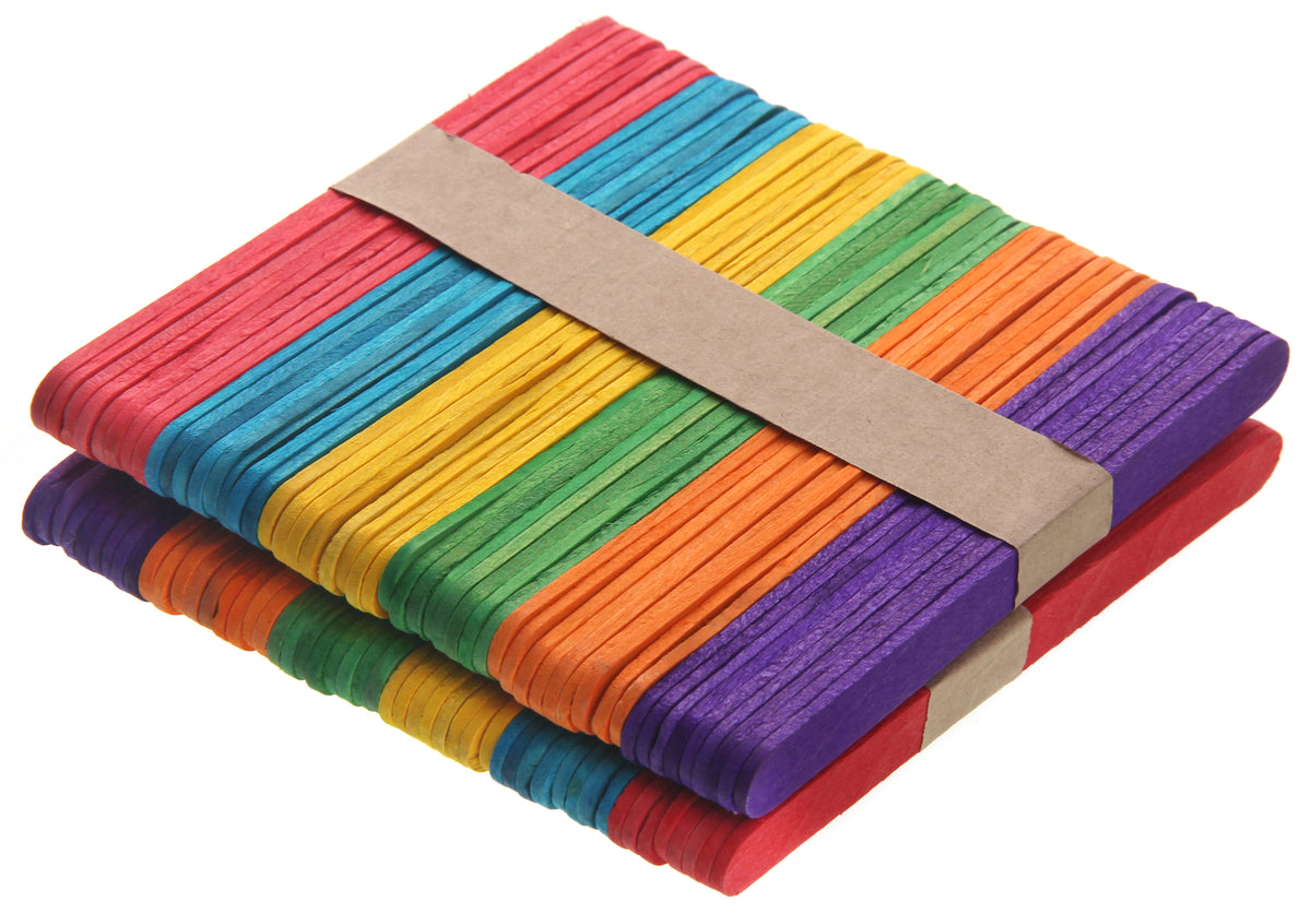 Colored Wooden Sticks - 100Pcs