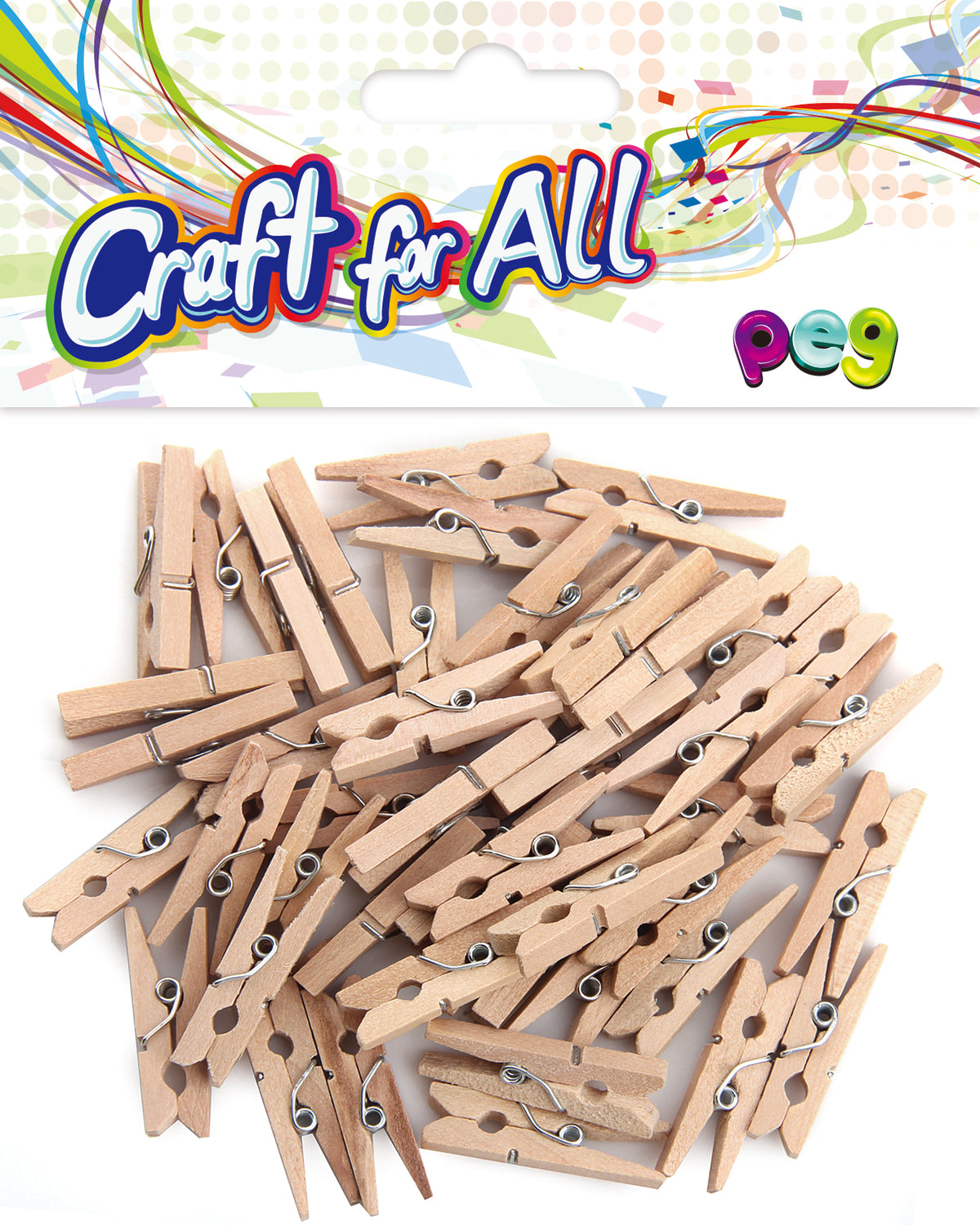 Colored Wooden Peg3.0*0.4*1 Nat 48P