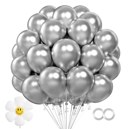 12" balloons Metallic Silver, 100 Pcs In A Bag