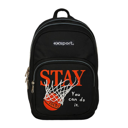Backpack Slogan Boy Multiple Parts Size 42X30X15Cm Assorted Colors