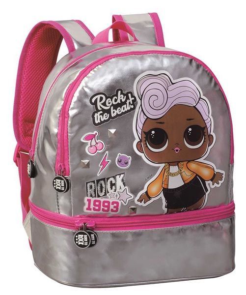 Backpack Lol Born To Rock 2 Zipper Silver An Pink