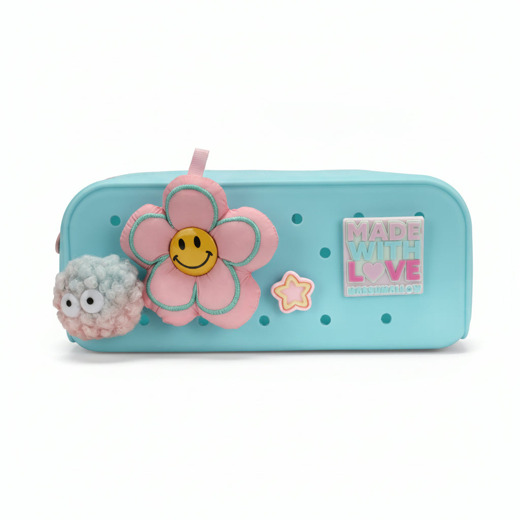 Marshmallow Silicone Pencil Case Pompom Size 11x18x3cm