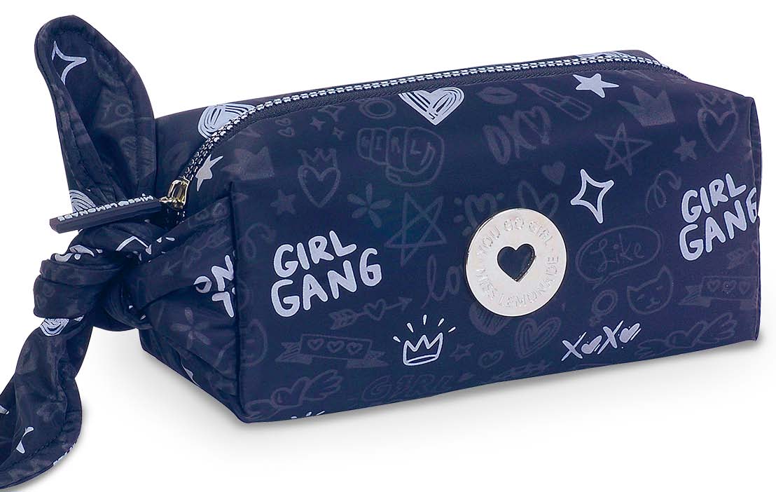 Pencil Case 1 Part Bisous Navy Blue 9X22X8Cm