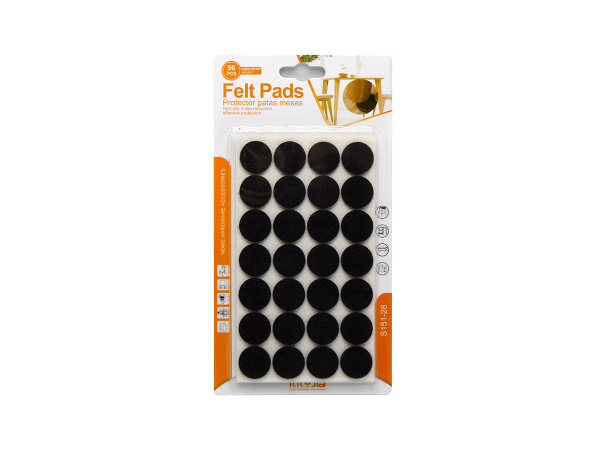 Felt Pads Round Shape 2.2m Black 56Pcs