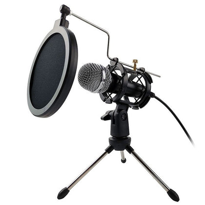 Backlight Gaming Microphone With Filter And Tripod Holder Black