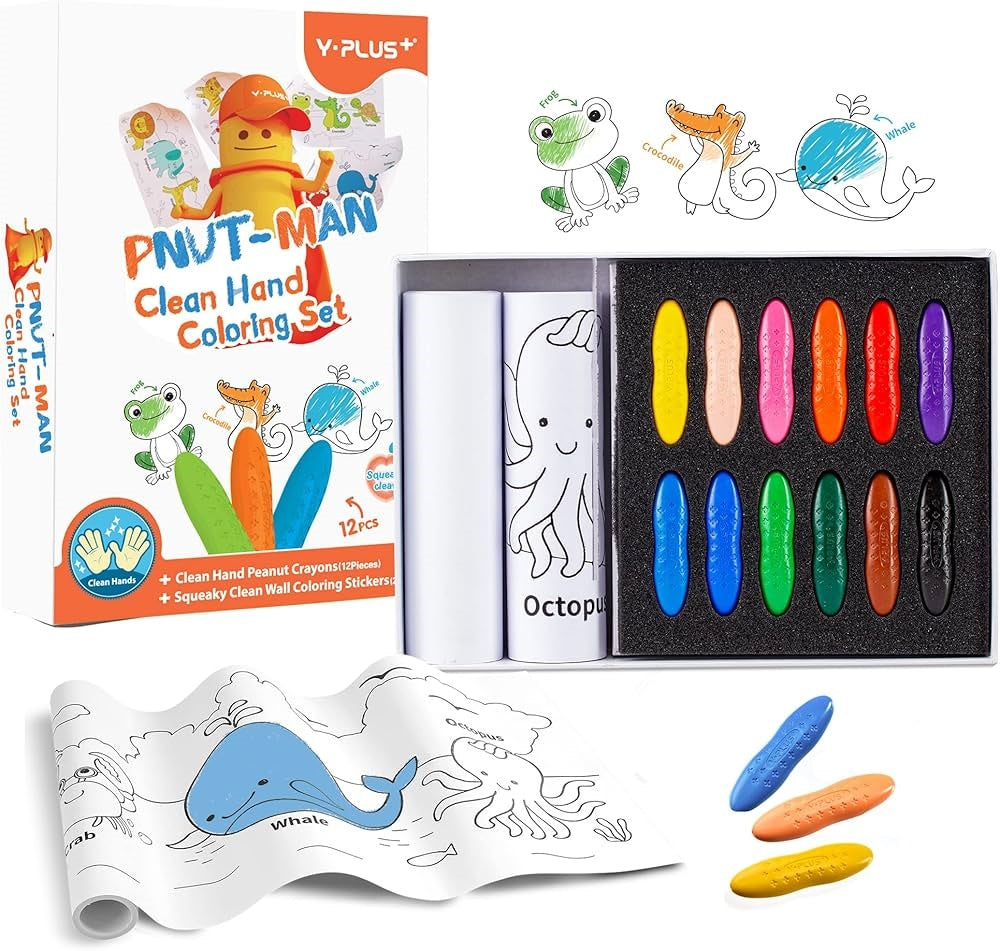 Color Peanut Crayon+2 Sets 15*300Cm Wall Coloring Stickers 12 Pcs/Inner