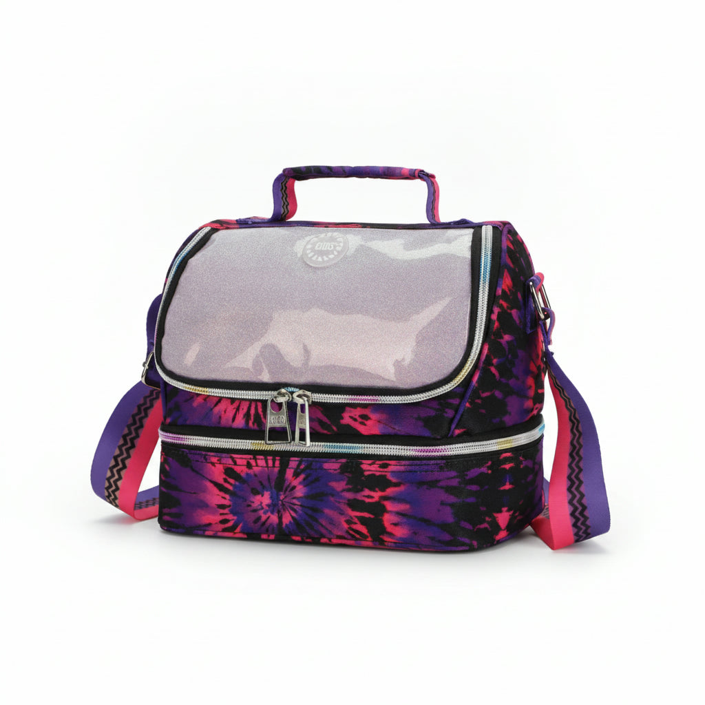 Lunch bag Black &amp; Purple tie dye