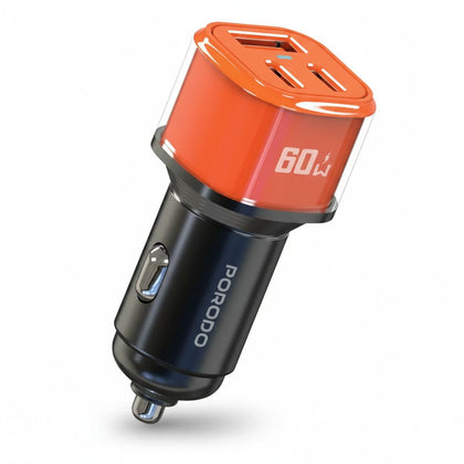 Car Charger USB-A & Type - C x 2 60W - ORANGE