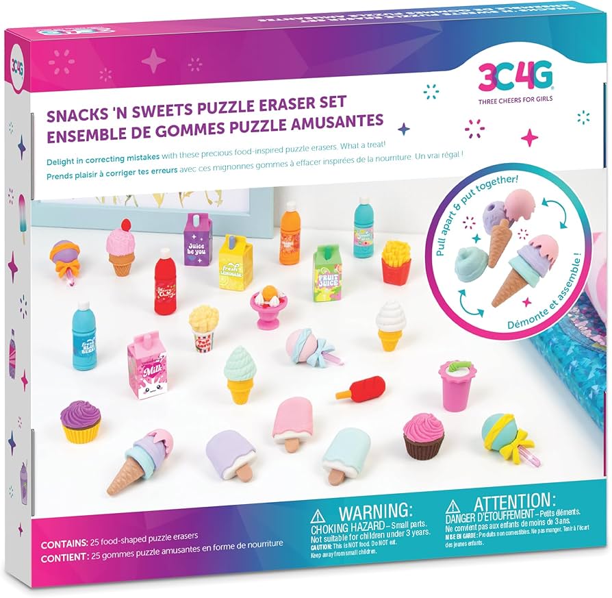 Snacks'N Sweets Puzzle Eraser Set 25Pcs Assorted