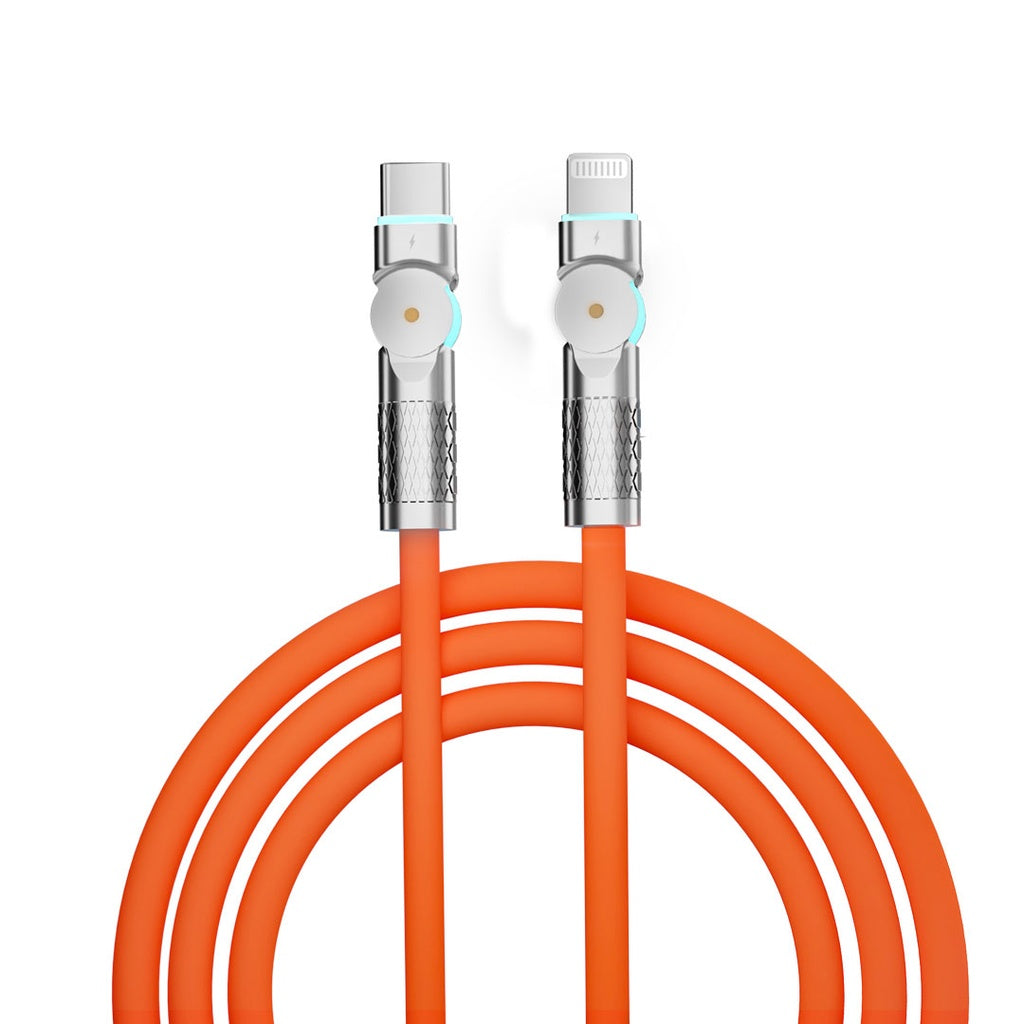Double Head Rotate  Cable Pd, Type- C To Apple 30W: 1M - Orange