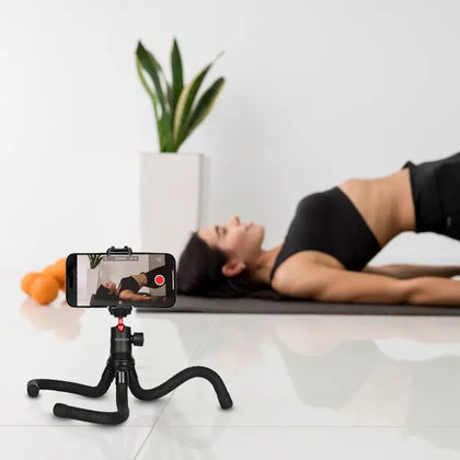 Flexible Foldable and Extendable Tripod with Phone Holder  - Black