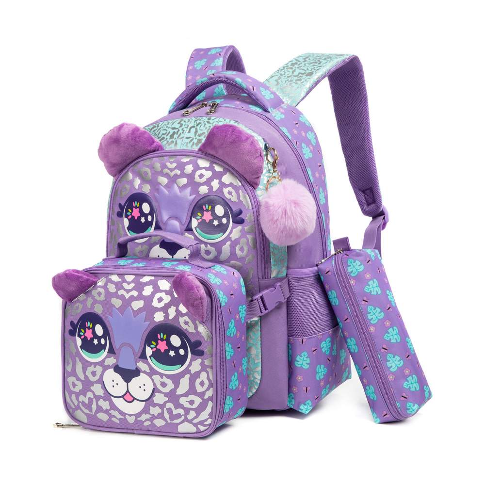 Backpack 46cm Set With Lunch Bag 23cm Purple Bear