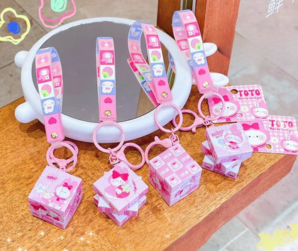 Pink Rabbit Cube Keychain Assorted Designs