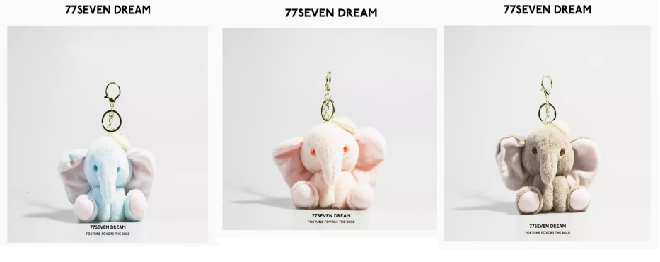 Plush Elephant Keychain Assorted Colors