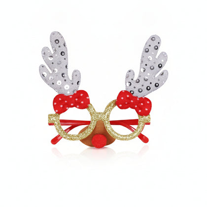 Christmas Glasses With Bow And Red Nose