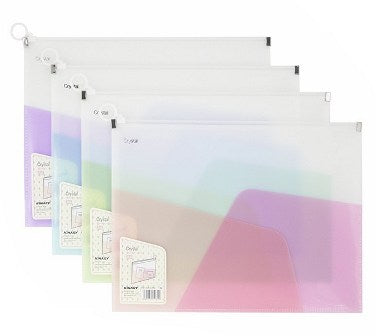 Plastic Zipper Bag A4 Clear/Blue With 2 Front Pockets