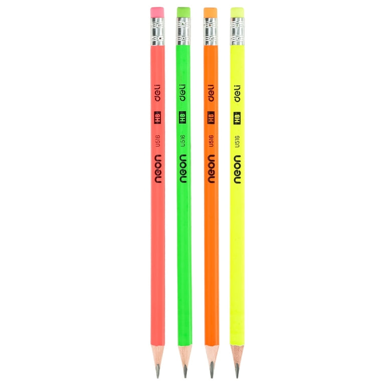 Graphite Pencil Hb With Eraser 12/Pk Neon
