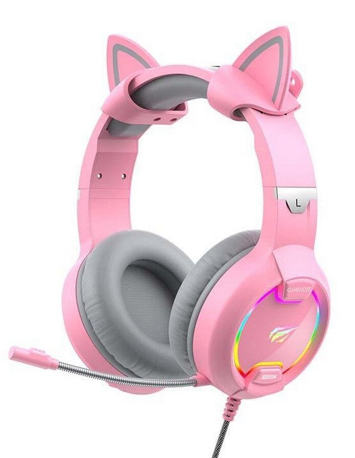 Gaming Wired headphone With Microphone Ear Charm Pink