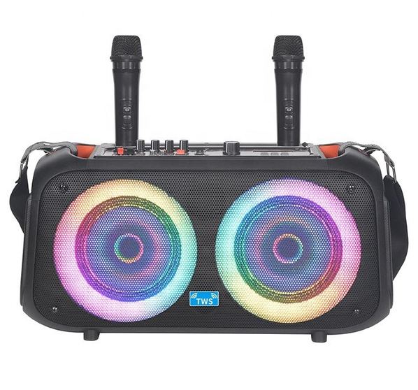 Portable Dual Wireless Microphone Karaoke speaker Black