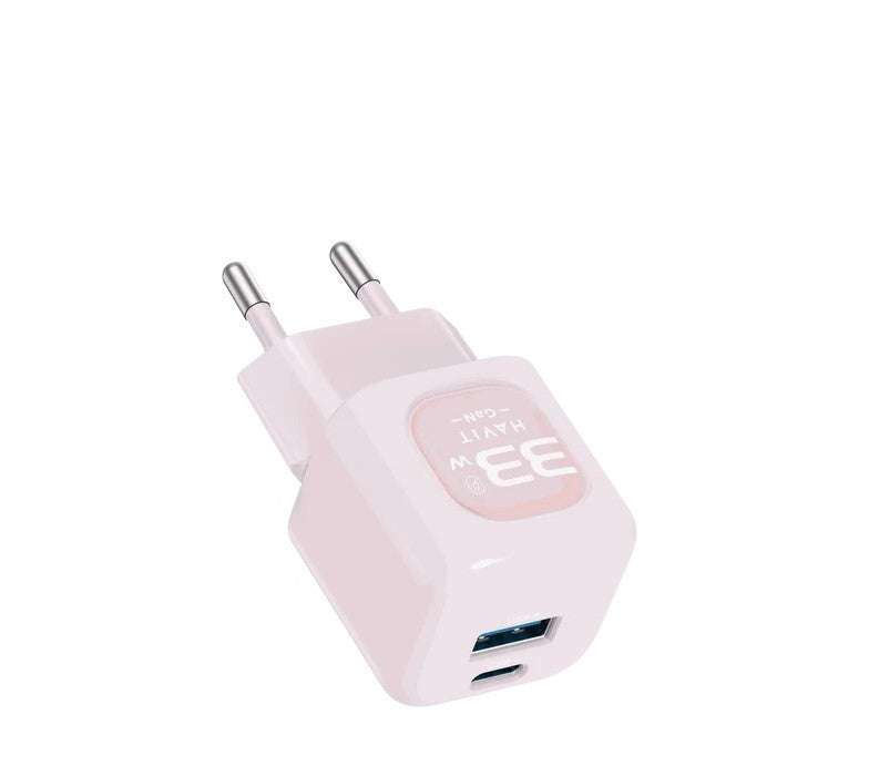 Dual Port Wall Charger 33W With Usb C And Usb A Pink