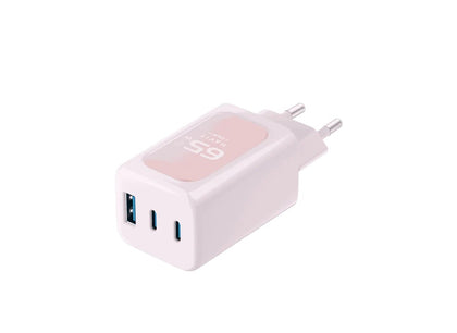 Dual Port Wall Charger 65W With Usb C And Usb A Pink