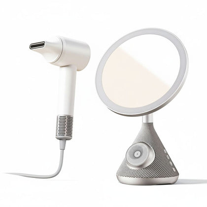 Makeup Mirror With Hair Dryer White&Grey(Beauty Set)