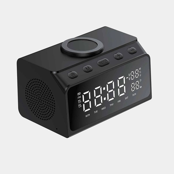 6 in 1 Phone wireless charger With Clock Black