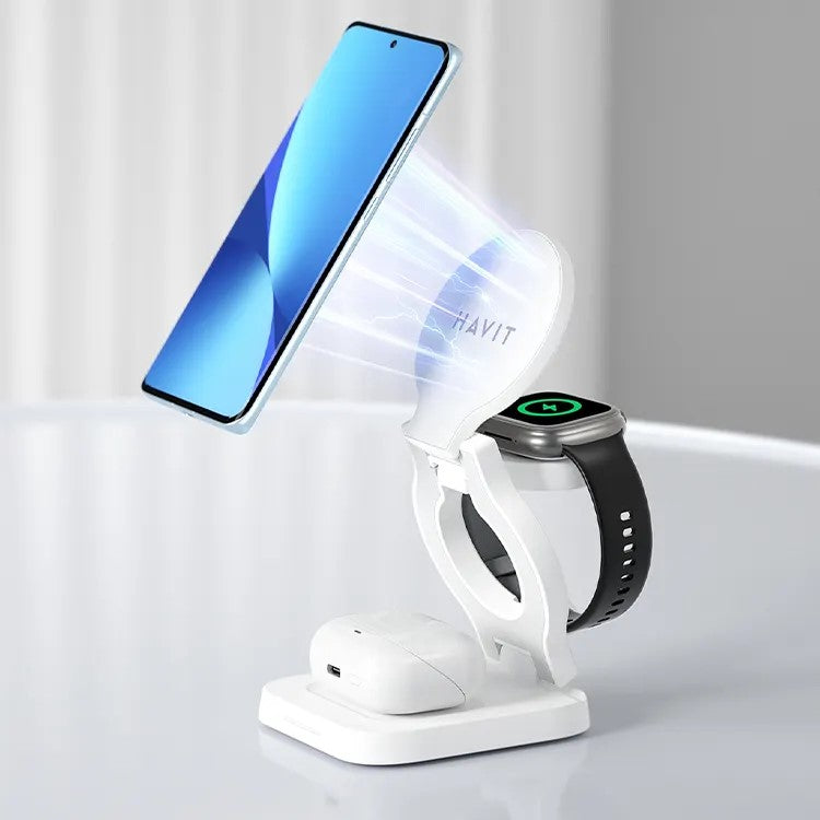 Phone Desk Holder With Wireless Charger 15W White
